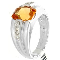 14K White Gold 2.4ctw Citrine & Diamond Ring