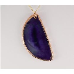 Organic Natural Lilac Agate Big Slice Pendant