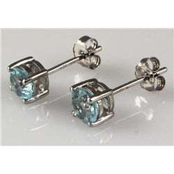 Aqua Marine Gemstone 0.90ctw Silver Stud Earring 0.79g