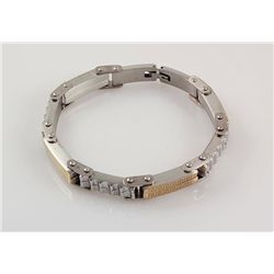 Men's Stainless Electroplated Bracelet 8 3/4" with Gold