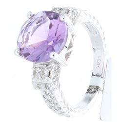 18K White Gold 3.52ctw Amethyst & Diamond Ring