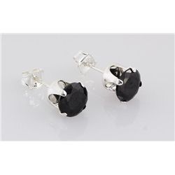 Sterling Silver Earring Prong Set Black Ice Crystal