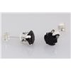 Image 3 : Sterling Silver Earring Prong Set Black Ice Crystal