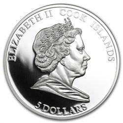 Cook Islands 2009 Silver $5 HMB Endeavour of James Cook