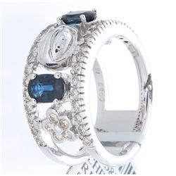 14K White Gold 1.76ctw Sapphire & Diamond Ring