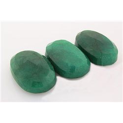 170.64ctw Faceted Loose Emerald Beryl Gemstone Lot of 3