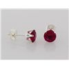 Image 1 : Sterling Silver Earring Prong Set Ruby Red Crystal