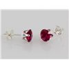 Image 2 : Sterling Silver Earring Prong Set Ruby Red Crystal