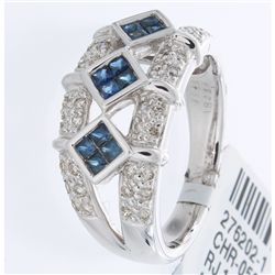 14K White Gold 0.72ctw Sapphire & Diamond Ring