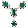 Image 2 : 258ctw Flower Silver Necklace w/ Emerald