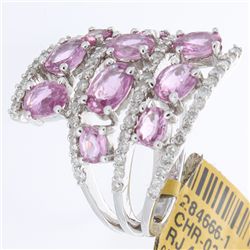 18K White Gold 4.14ctw Pink Sapphire & Diamond Ring