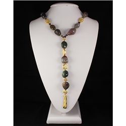 Tumble Polished Natural Stone Agate Necklace