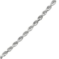 Diamond Cut Rope 14k White Gold Necklace - 24 in.