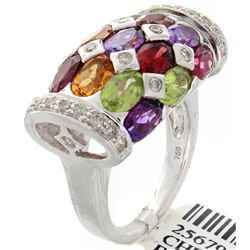 18K White Gold 7.52ctw Amethyst, Citrine, Garnet, Perid