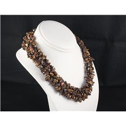 Woven Multi-Strand Natural Chip Beads Necklace