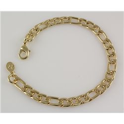 Mens Gold Plated Figaro Link Chain Bracelet