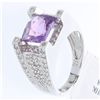 Image 1 : 14K White Gold 3.30ctw Amethyst & Diamond Ring