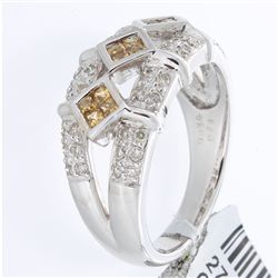 14K White Gold 0.63ctw Yellow Sapphire & Diamond Ring