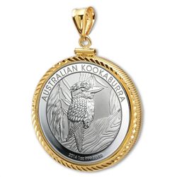 2014 1 oz Silver Kookaburra Pendant (Diamond-ScrewTop B