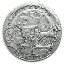 Niue 2010 Silver $1 Amber Route Series - Szombathely