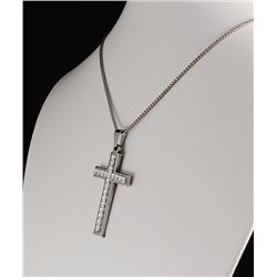 Mens Cross Silver Stainless Steel Pendant