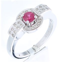 14K White Gold 0.52ctw Ruby & Diamond Ring