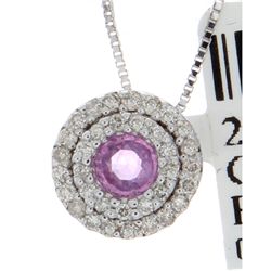 14K White Gold 0.41ctw Pink Sapphire & Diamond Pendant