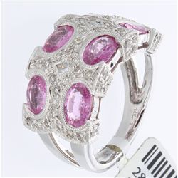 14K White Gold 3.81ctw Pink Sapphire & Diamond Ring
