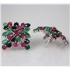 Image 1 : Multi Gemstones Oval Flower Silver Clip Earring, 13.70g