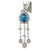Image 1 : 14K White Gold 5.95ctw Topaz & Diamond Pendant