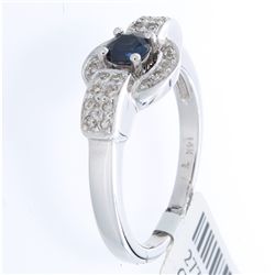 14K White Gold 0.55ctw Sapphire & Diamond Ring