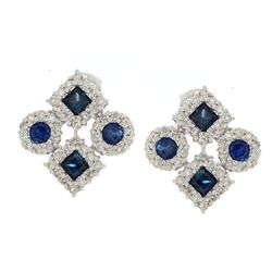 14K White Gold 2.37ctw Sapphire & Diamond Earrings