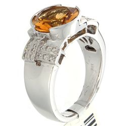 18K White Gold 2.70ctw Citrine & Diamond Ring