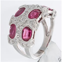 18K White Gold 4.02ctw Ruby & Diamond Ring