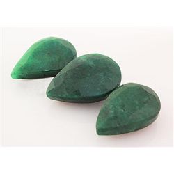 127.78ctw Faceted Loose Emerald Beryl Gemstone Lot of 3