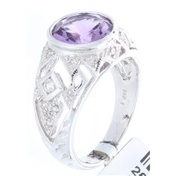 14K White Gold 2.68ctw Amethyst & Diamond Ring