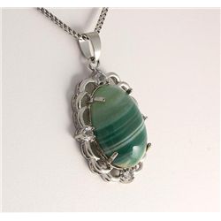 Natural Stone Minty Green Oval Agate Pendant