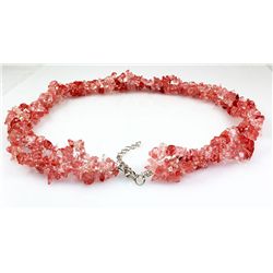 176.89CTW 7in. PINK ROSE CHIPPED STONE BRACELET METAL L
