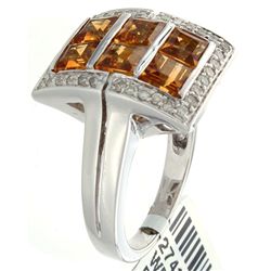 18K White Gold 2.08ctw Citrine & Diamond Ring