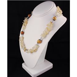 Fashion Jewelry Yellow Quartz Chip Beads Necklace