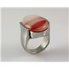 Image 1 : Retro Vintage Red Semi Precious Agate Mens Ring