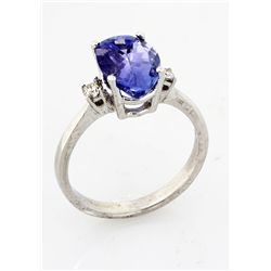 2.83 ctw Tanzanite & Diamond Ring 14kt, G-SI1, AAA