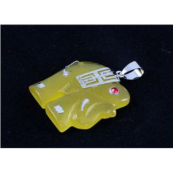 Genuine 27.82ctw Yellow Elephant Jade Pendant