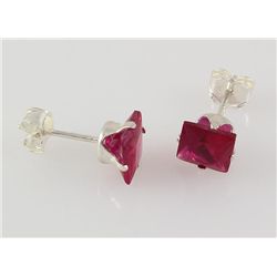 Sterling Silver Earring Prong Set Ruby Red Crystal