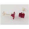 Image 1 : Sterling Silver Earring Prong Set Ruby Red Crystal
