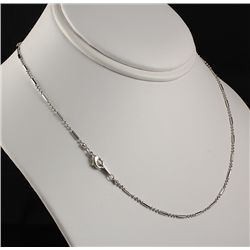 White Gold Plated Bar and Beads Chain Necklace