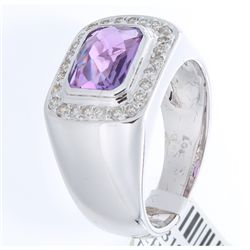 14K White Gold 1.37ctw Amethyst & Diamond Ring