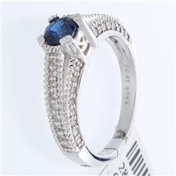 14K White Gold 1.01ctw Sapphire & Diamond Ring