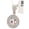 Image 1 : 14K White Gold 0.45ctw Ruby & Diamond Pendant