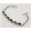 Image 1 : Faceted Amethyst Stone sets in Silver Bezel Bracelet, 1